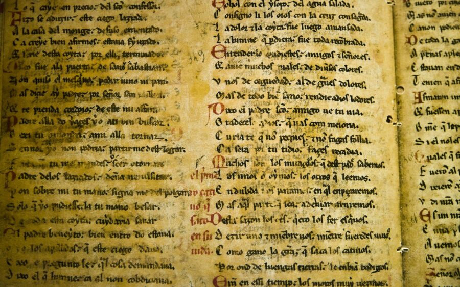 An old handwritten book lying open