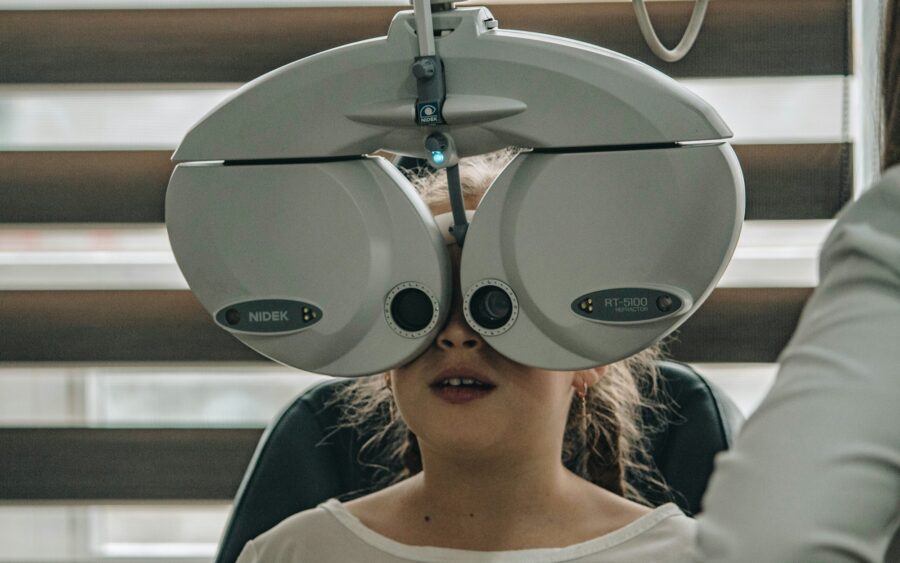 An eye examination machine in a clinic