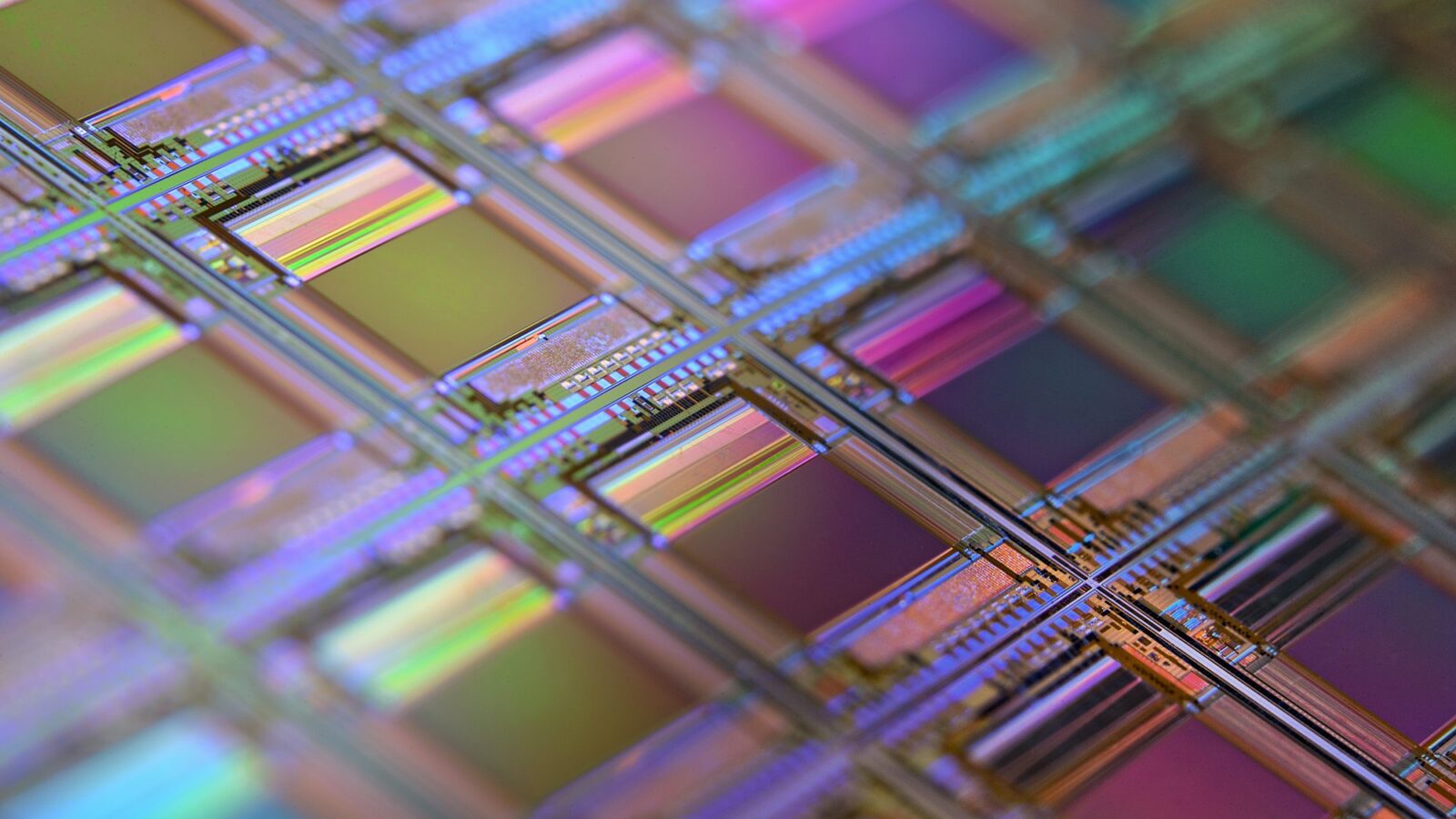 A semiconductor wafer under light