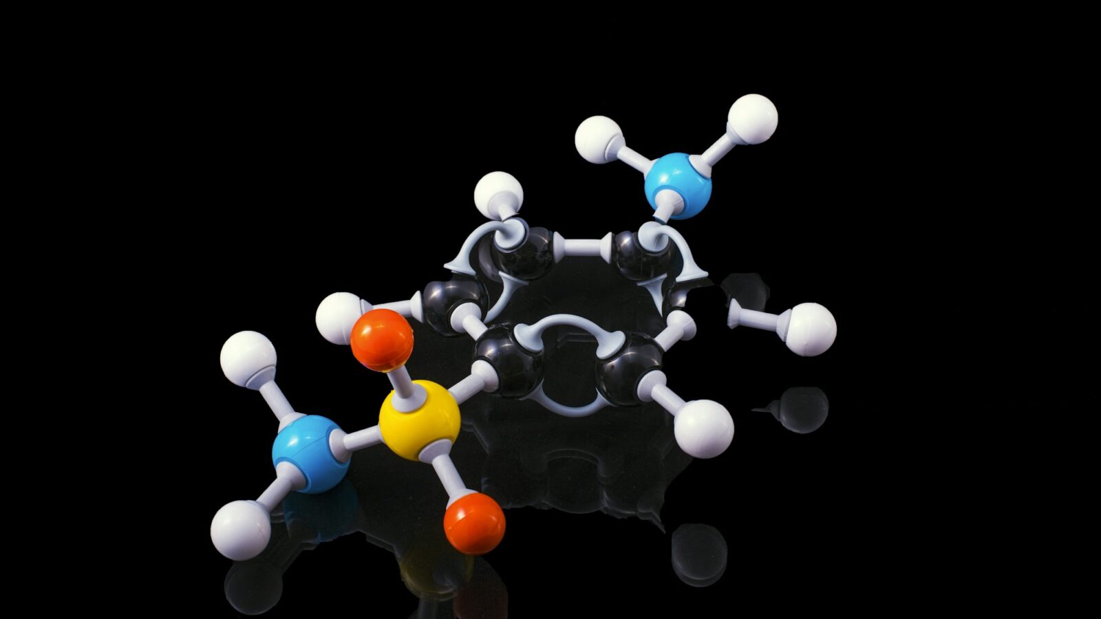 A ball-and-stick model of a molecule