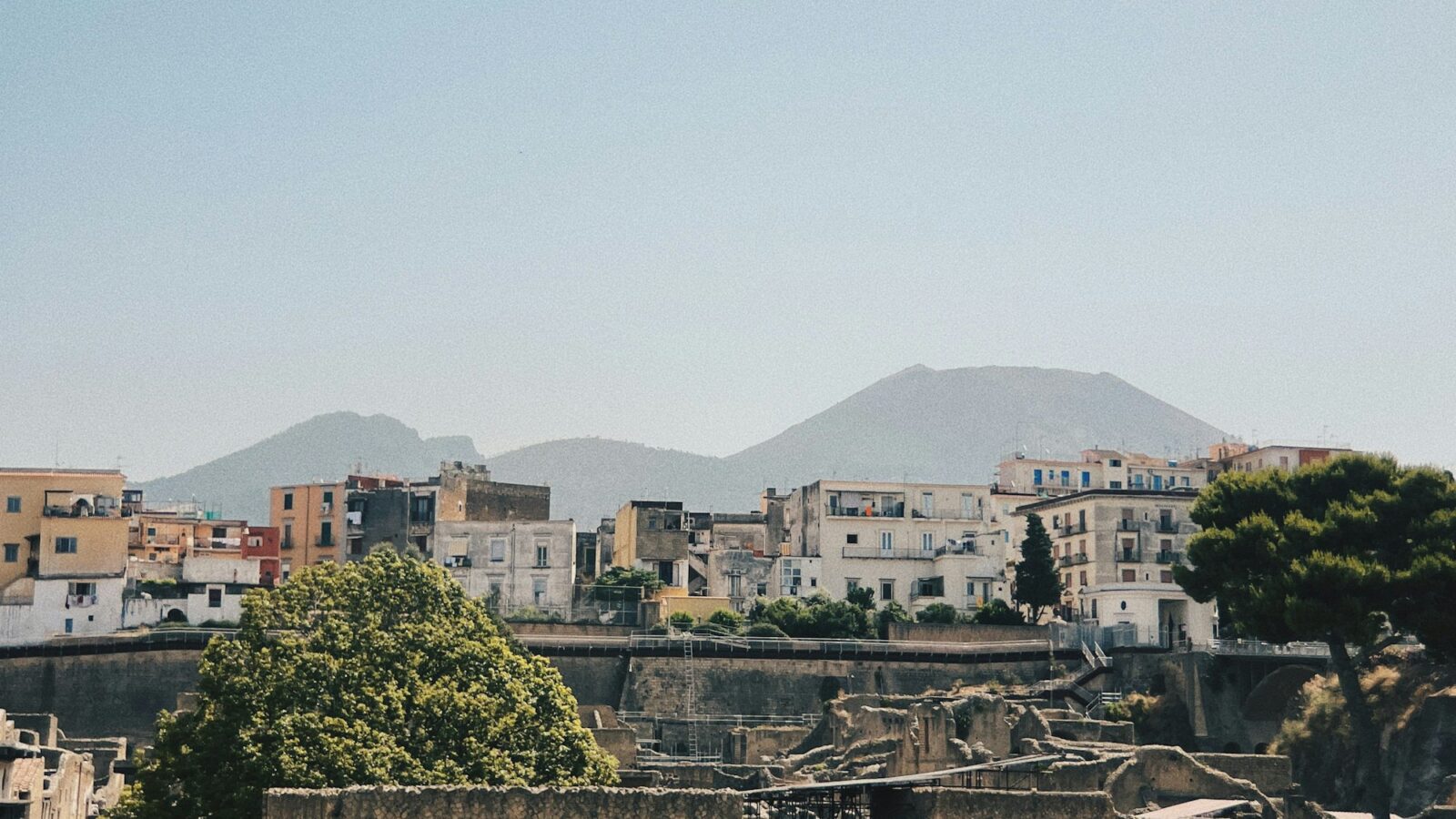 Ancient ruins below Mount Vesuvius