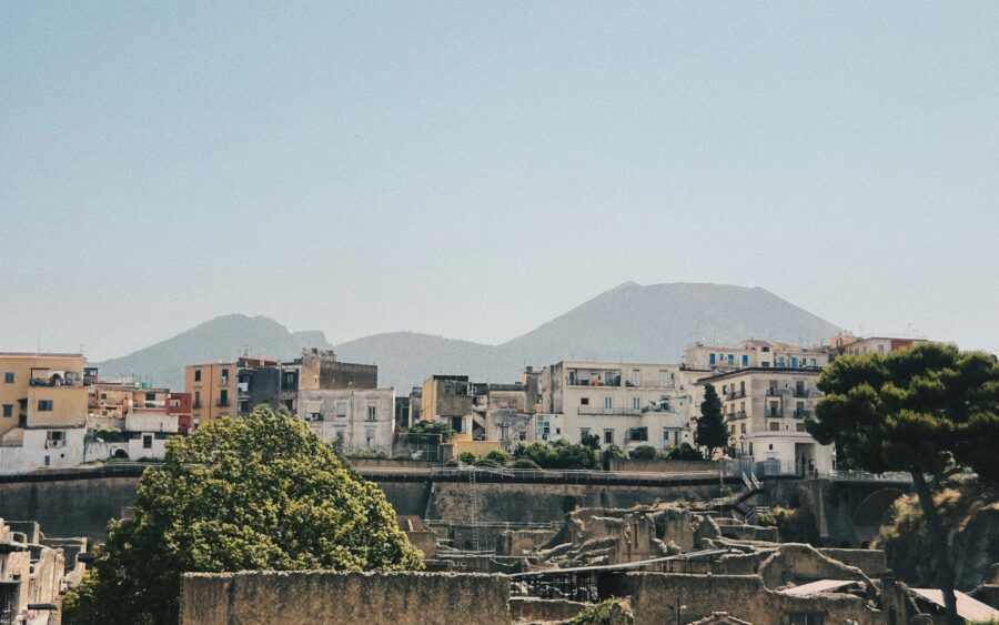 Ancient ruins below Mount Vesuvius