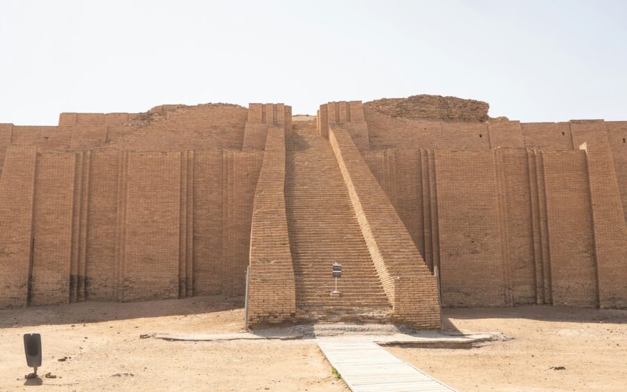 Ancient brick ruins in a desert landscape